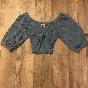 Urban Outfitters Blue Ribbed Crop Top